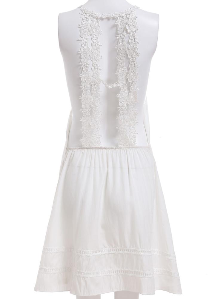 Romwe Spaghetti Strap Lace Insert Trapeze