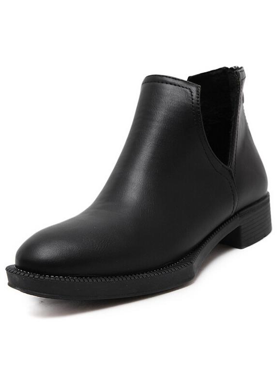 Romwe Black Cutout Zipper Back Boots
