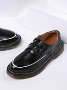Romwe Lace Up Patent Leather Flat Shoes