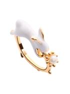 Romwe Gold Enamel Rabbit Ring