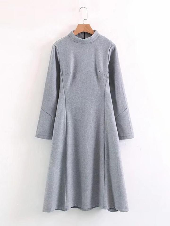Romwe Seam Detail Wool Blend Dress