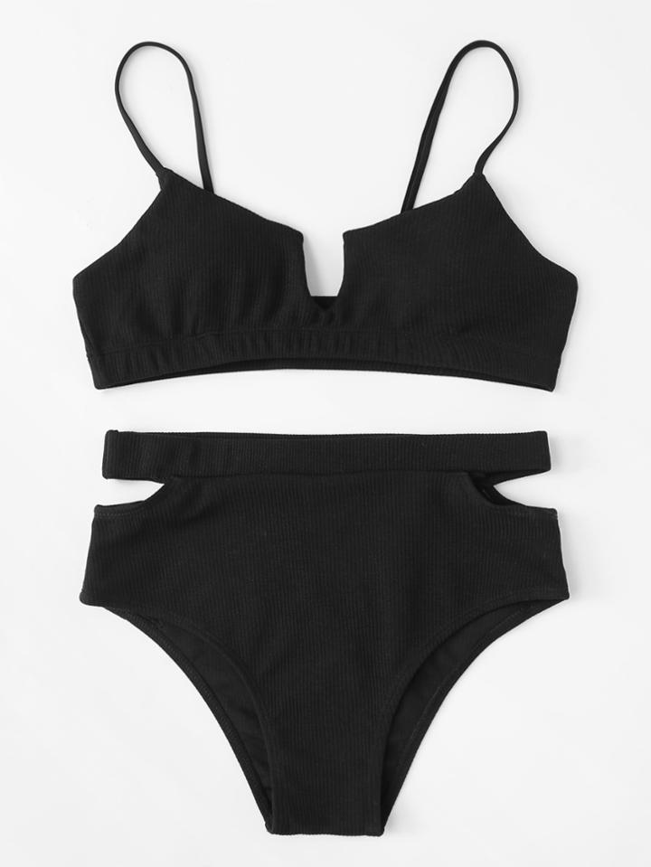 Romwe Cut Out Cami Bikini Set