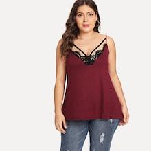 Romwe Plus Contrast Lace Cami Top