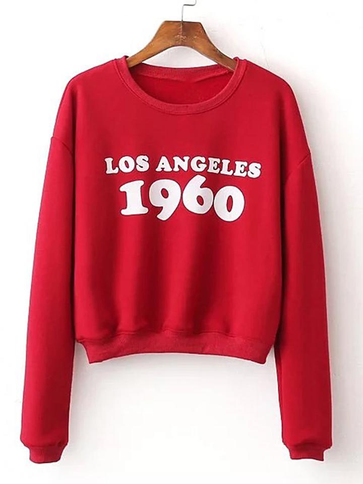Romwe Drop Shoulder Seam Letter Print Sweatshirt