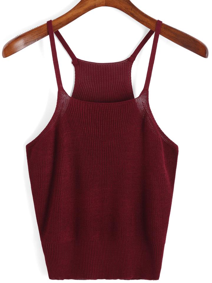 Romwe Spaghetti Strap Knit Cami Top
