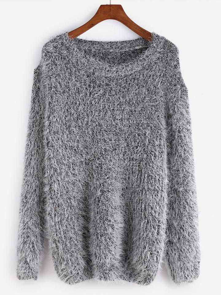 Romwe Fuzzy Chunky Knit Sweater