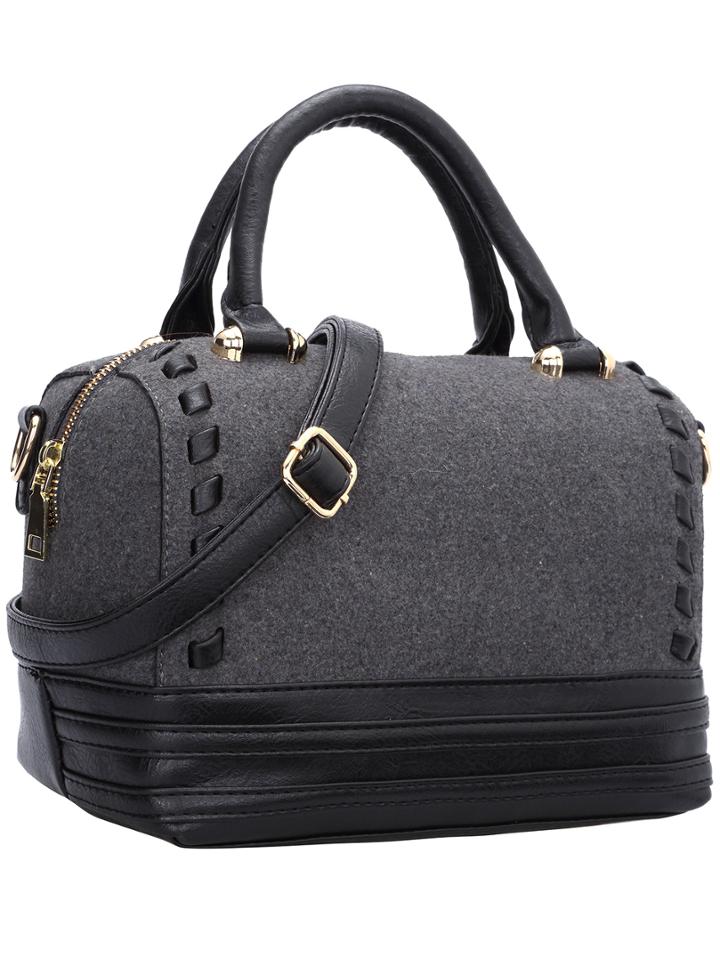 Romwe Grey Contrast Pu Zipper Bag