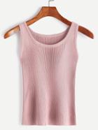 Romwe Pink Ribbed Knit Tight Sweater Vest