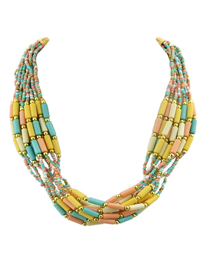 Romwe Bohemian Style Multilayers Colorful Small Beads Necklace