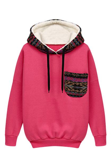 Romwe Pocketed Loose Fleece Hoodie