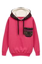 Romwe Pocketed Loose Fleece Hoodie