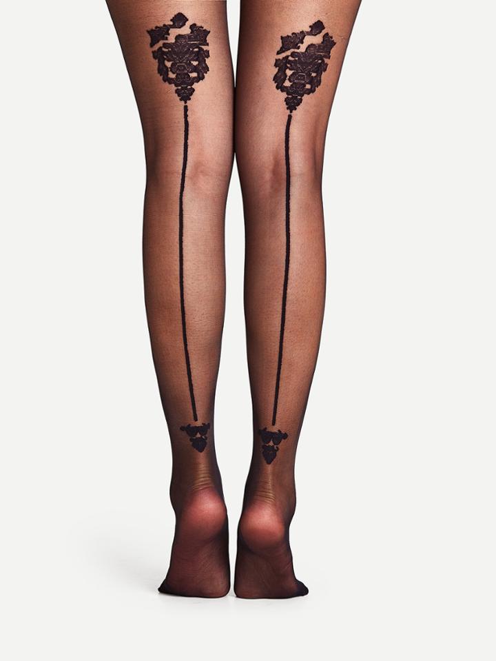 Romwe Pattern Back Design Pantyhose Stockings