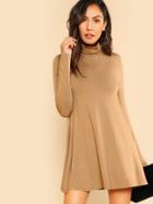 Romwe High Neck Flowy Dress