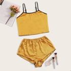 Romwe Satin Cami Top With Shorts