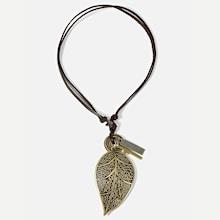 Romwe Men Metal Leaf Pendant Necklace