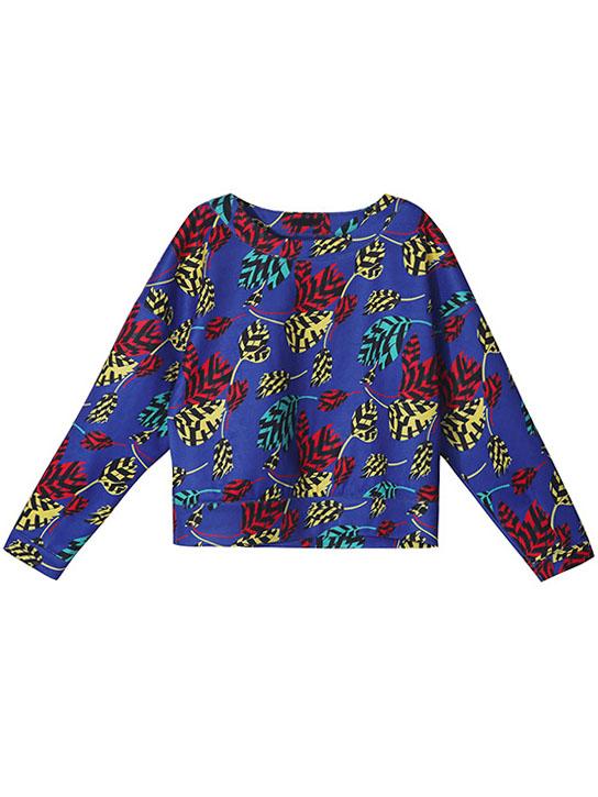Romwe Crew Neck Retro Print Sweatshirt