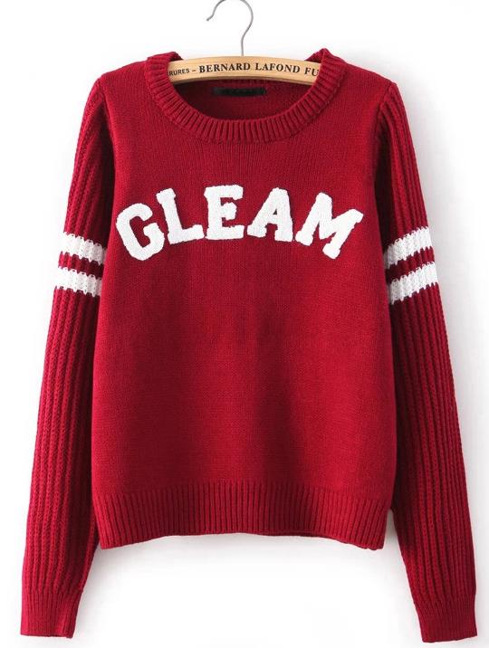 Romwe Red Vintage Gleam Print Sweater