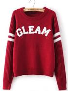 Romwe Red Vintage Gleam Print Sweater