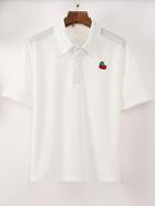 Romwe Embroidery Cherry White Polo Shirt