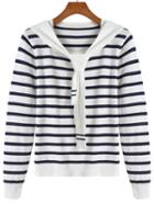 Romwe Striped Tie Black T-shirt