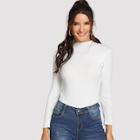 Romwe Stand Neck Solid Jumper