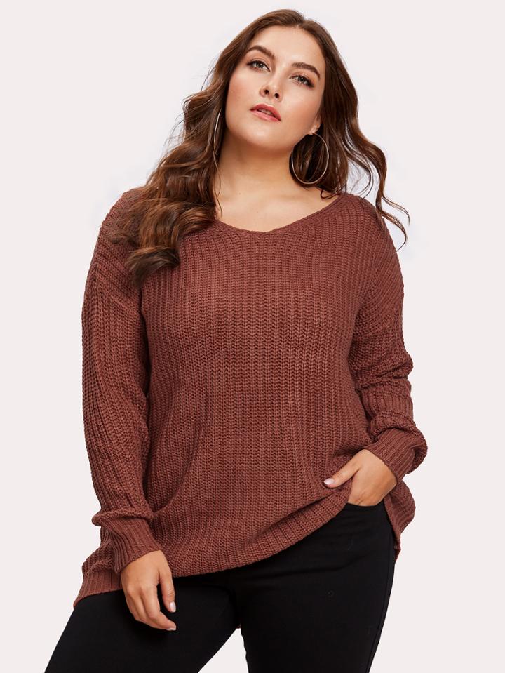 Romwe Drop Shoulder Oversized Sweater