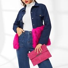 Romwe Metal Detail Flap Clutch Bag
