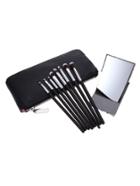 Romwe 8pcs Eye Brush Pu Bag Set With Mirror