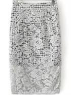Romwe Lace Overlay Grey Skirt