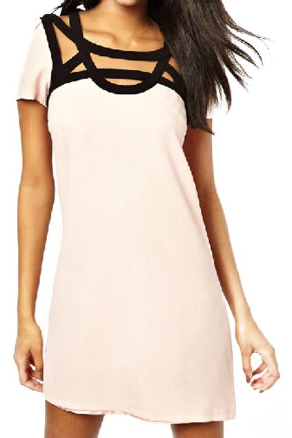 Romwe Romwe Hollow Chiffon Light-pink Dress