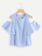 Romwe Open Shoulder Lace Up Back Checked Top