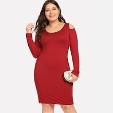 Romwe Plus Cold Shoulder Solid Dress