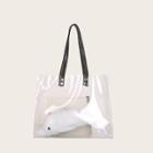 Romwe Shark Decor Clear Tote Bag With Inner Clutch