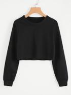 Romwe Basic Pullover Crop Sweatshirt