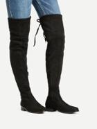Romwe Round Toe Lace Up Thigh High Boots