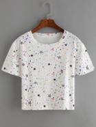 Romwe Stars Print White T-shirt