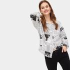 Romwe Letter Print Single Breasted Blouse