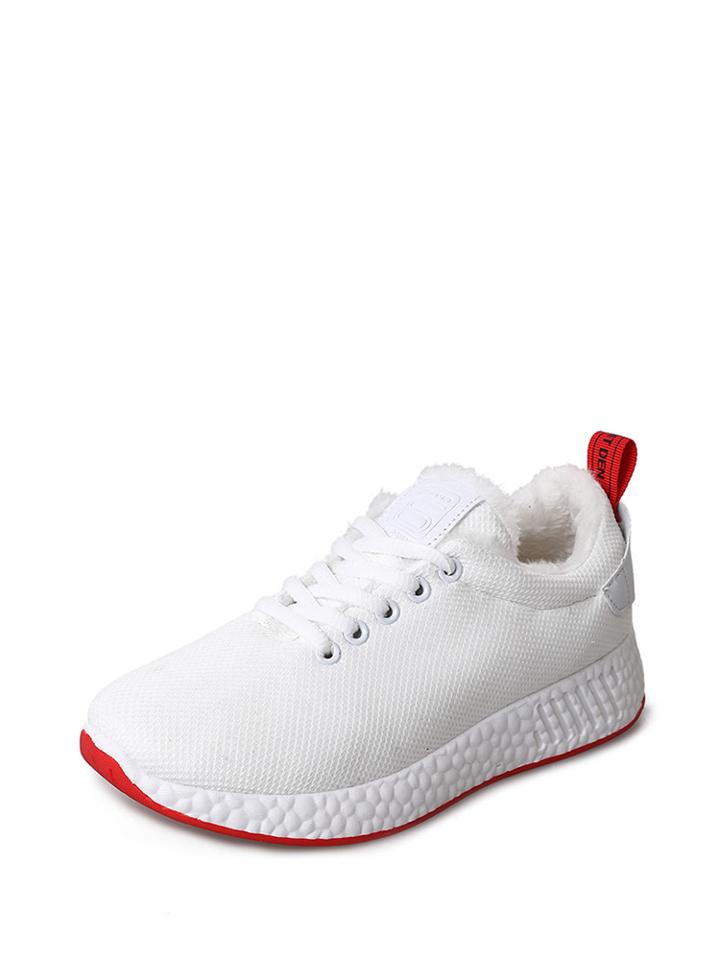 Romwe Faux Fur Lined Lace Up Sneakers