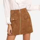 Romwe Zip & Pocket Front Bodycon Skirt