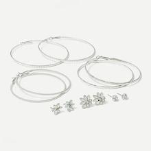 Romwe Oversized Hoop & Stud Earrings 6pairs