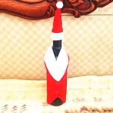 Romwe Christmas Hat & Cloth Wine Bottle Cover 2pcs