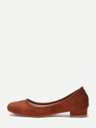 Romwe Faux Brown Suede Ballet Flats