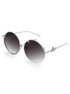 Romwe Ombre Lens Asymmetrical Frame Round Sunglasses