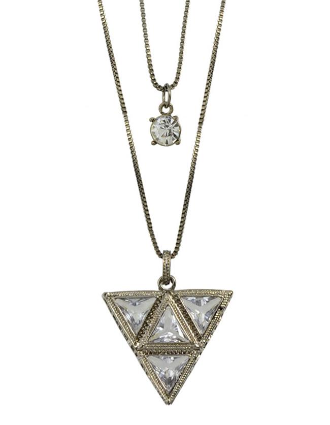 Romwe Double Layers Triangle Necklace