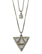 Romwe Double Layers Triangle Necklace