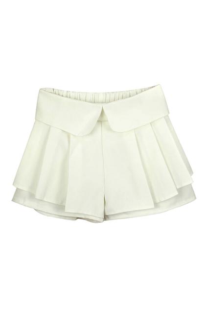 Romwe Falbala Elastic Sheer White Shorts