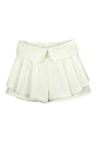 Romwe Falbala Elastic Sheer White Shorts