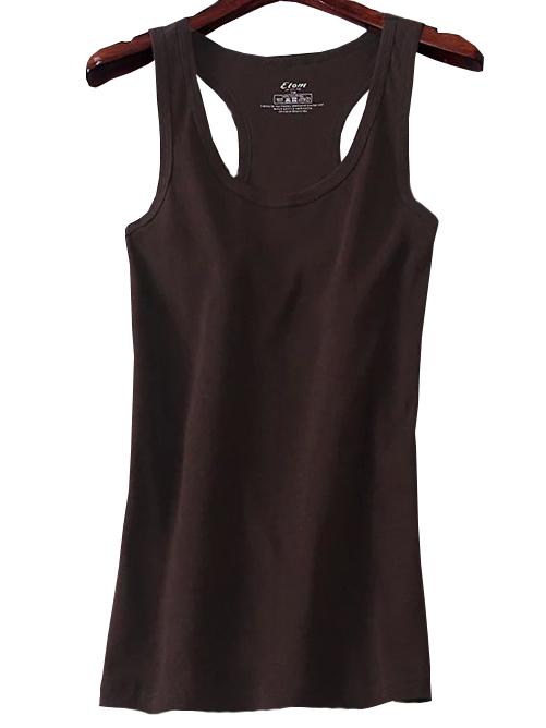 Romwe Y-back Coffee Tank Top
