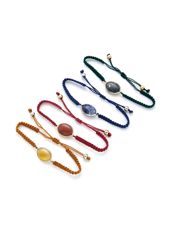 Romwe Woven Drawstring Bracelet Set 4pcs