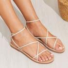 Romwe Skinny Strap Flat Sandals